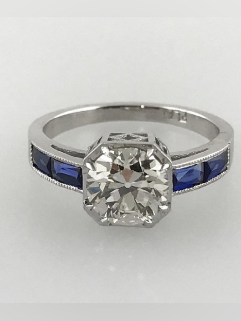 2.15 ct Vintage Antique Old European Cut Diamond Engagement Ring In Platinum